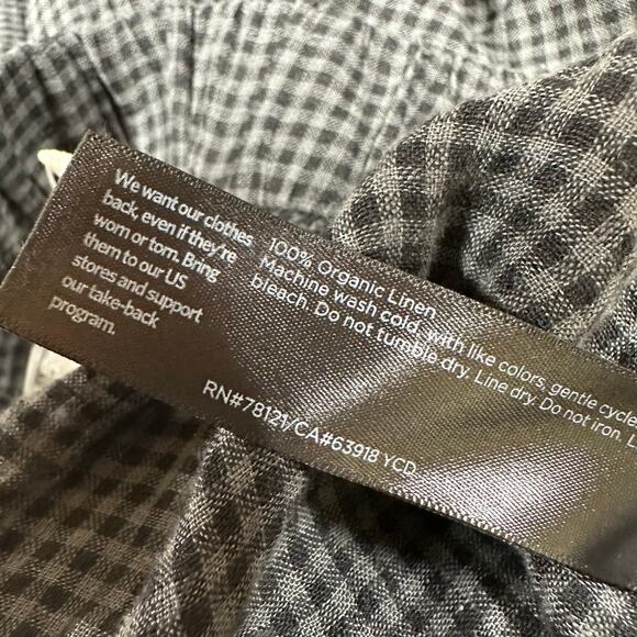 Eileen Fisher NWT Tapered Organic Linen Ankle Pants Black Gray Gingham Size XXS - Picture 8 of 12